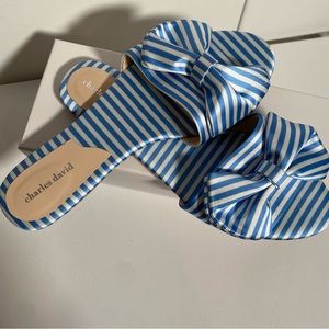 Canvas Bow Flat Slide Sandal